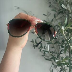 Red and Green Gucci aviator sunglasses